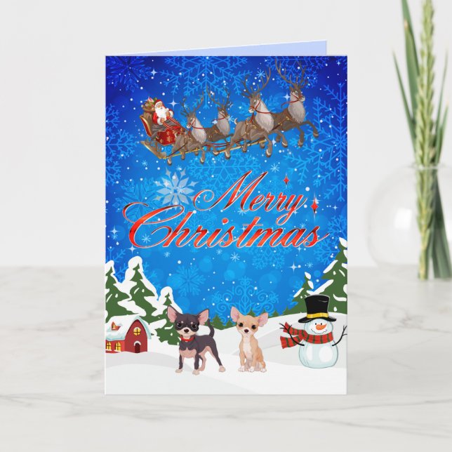 Frohe Weihnachten Chihuahua mit Santa (Vorderseite)