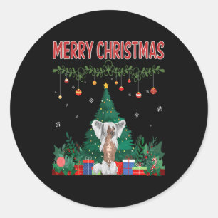 Frohe Weihnachten Chinesisch Crested Runder Aufkleber