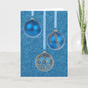 Frohe Weihnachten Christbaumkugeln Gold Blau Glitt
