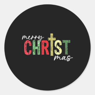 Frohe Weihnachten Christlich Jesus Cross Glaubensr Runder Aufkleber