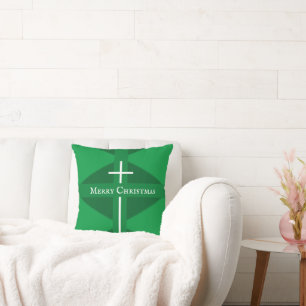Frohe Weihnachten Christliche Cross Green Throw Ki Kissen