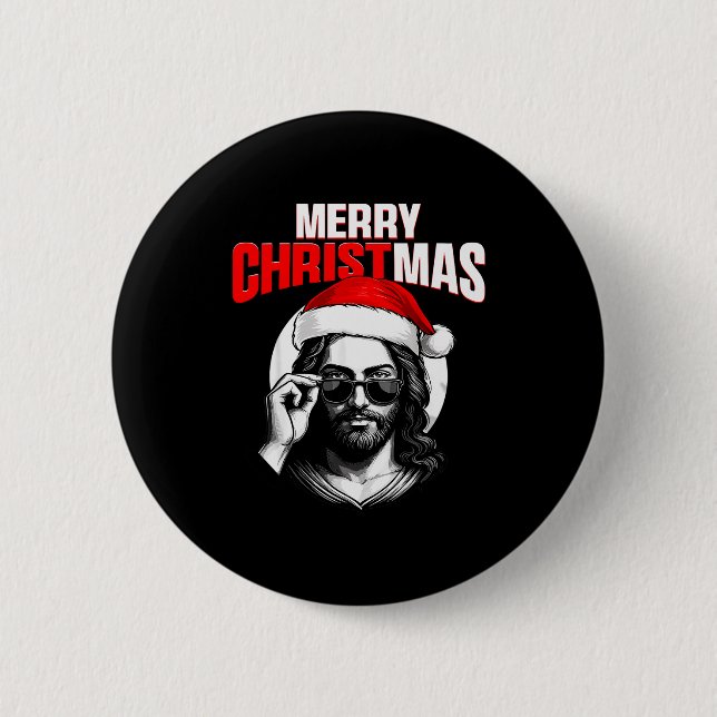 Frohe Weihnachten Christliche Jesus-Pyjamas Pjs We Button (Vorderseite)