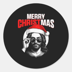 Frohe Weihnachten Christliche Jesus Schlafanzüge P Runder Aufkleber