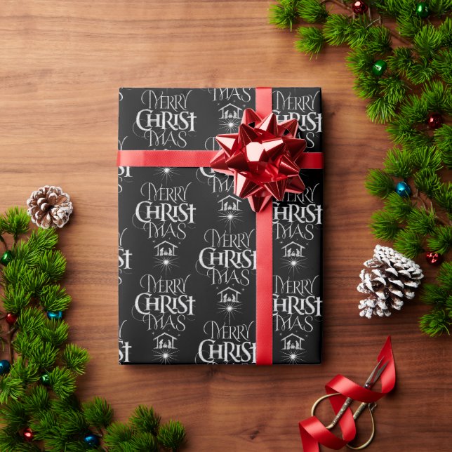 Frohe Weihnachten Christliche Krippe Star Jesus Go Geschenkpapier (Feiertagsgeschenk)