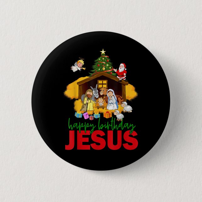 Frohe Weihnachten Christlichen Glückwunsch Geburts Button (Vorderseite)