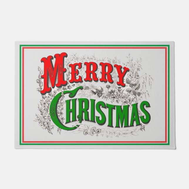 Frohe Weihnachten Classic Red Green Holiday Fußmatte (Vorderseite)
