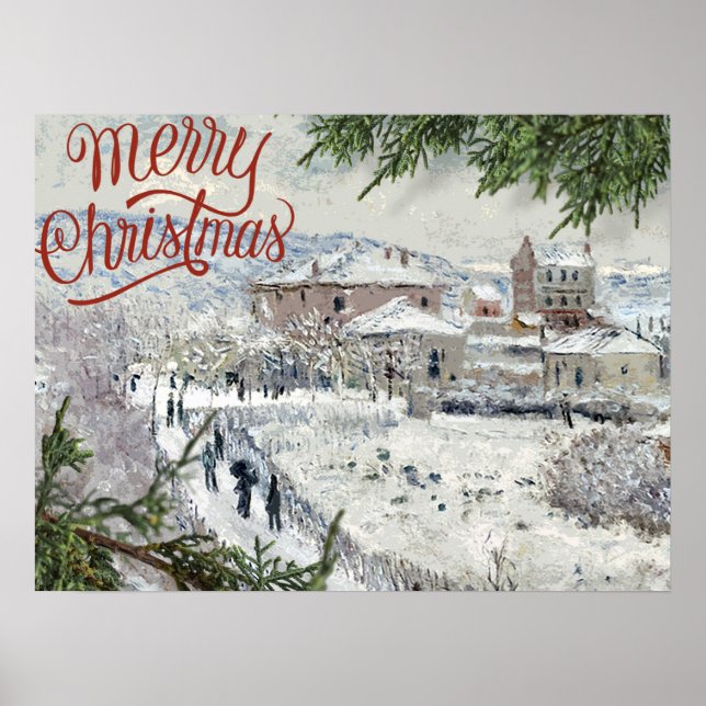 Frohe Weihnachten. Claude Monet Poster (Vorne)