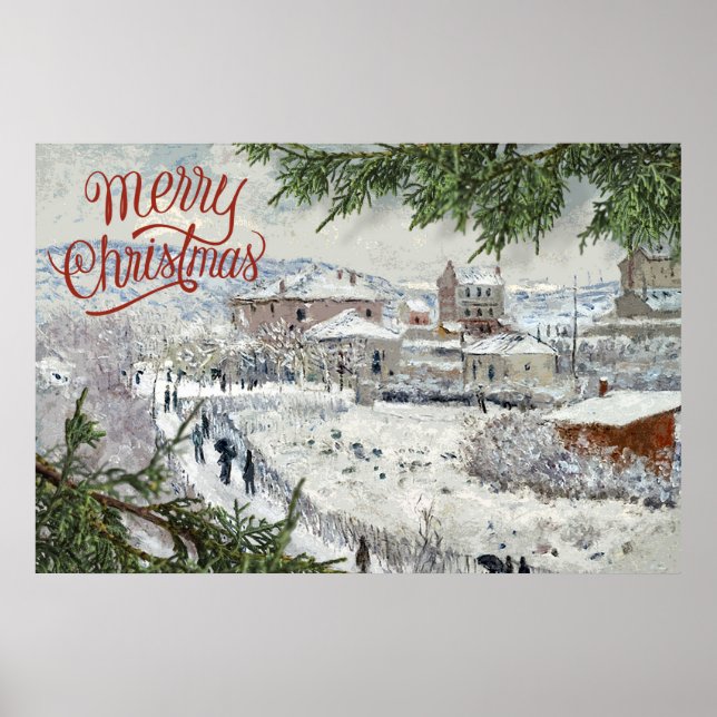 Frohe Weihnachten. Claude Monet Poster (Vorne)