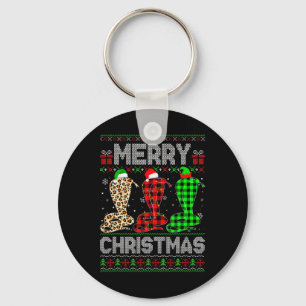 Frohe Weihnachten Cobra Xmas Leopard Kariert Santa Schlüsselanhänger
