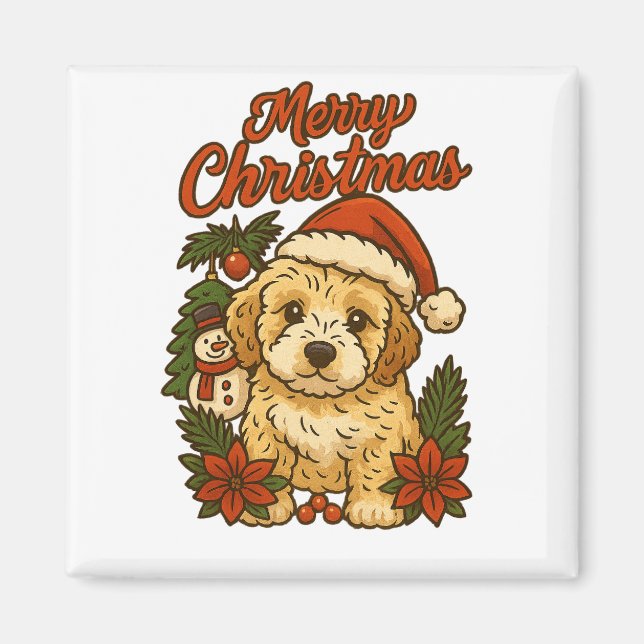 Frohe Weihnachten Cockapoo Magnet (Vorne)