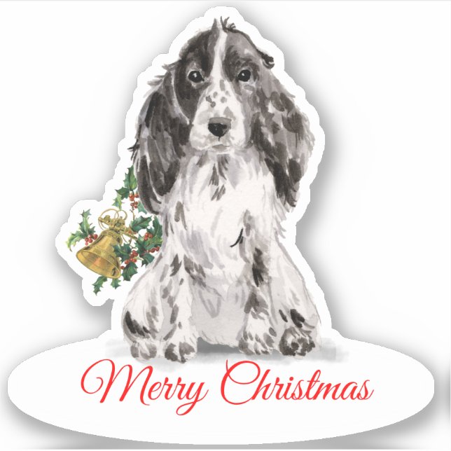 Frohe Weihnachten Cocker Spanisch CustomCut Vinyl Aufkleber (Vorderseite)