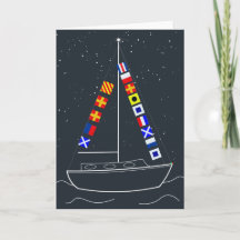 Frohe Weihnachten - Code Flags Sailboat