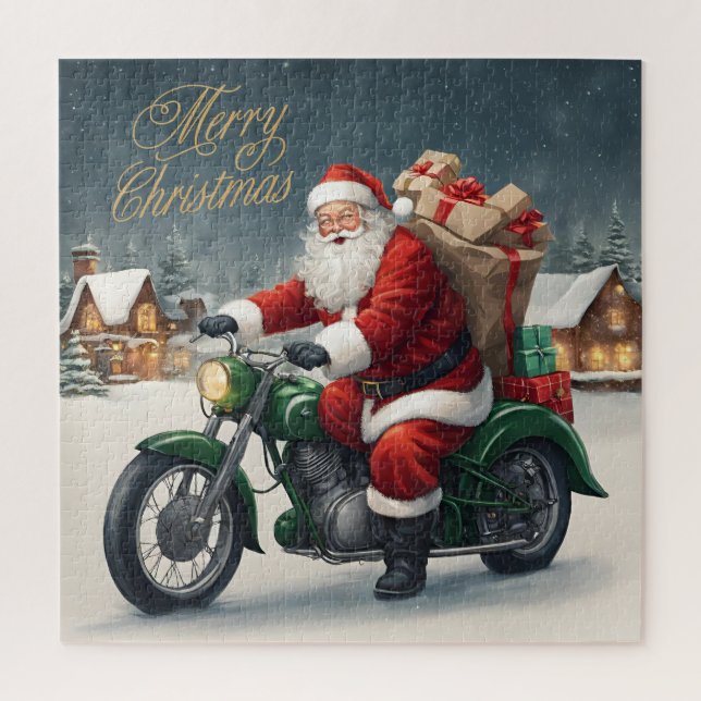 Frohe Weihnachten Cooler Weihnachtsmann auf Motorr (Vertikal)