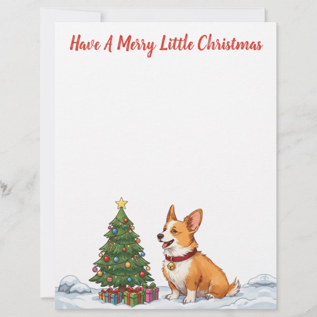 Frohe Weihnachten - Corgi Briefbogen (Vorderseite)