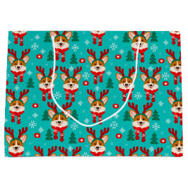 Frohe Weihnachten Corgi Dog Geschenktasche Große Geschenktüte