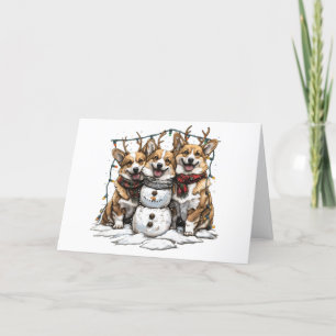 Frohe Weihnachten Corgi Dogs Snowman