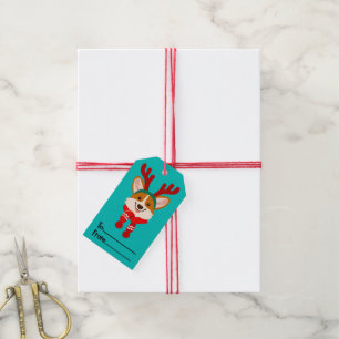 Frohe Weihnachten Corgi Hund Geschenk-Anhänger Geschenkanhänger