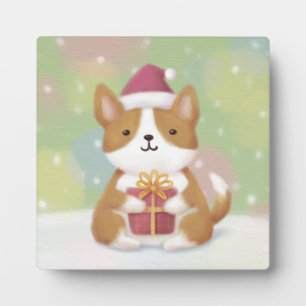Frohe Weihnachten: Corgi Illustration Art Fotoplatte