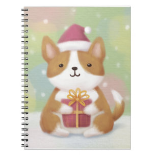 Frohe Weihnachten: Corgi Illustration Art Notizblock