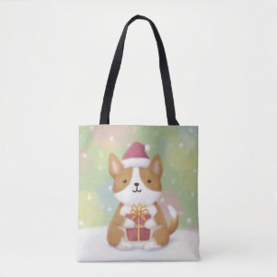 Frohe Weihnachten: Corgi Illustration Art Tasche