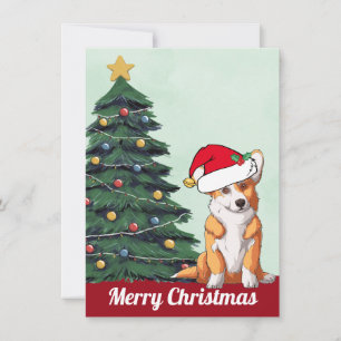 Frohe Weihnachten Corgi mit Schwanz Santa Hut Süße