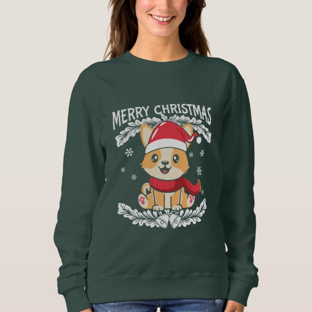 Frohe Weihnachten Corgi Sweatshirt (Vorderseite)