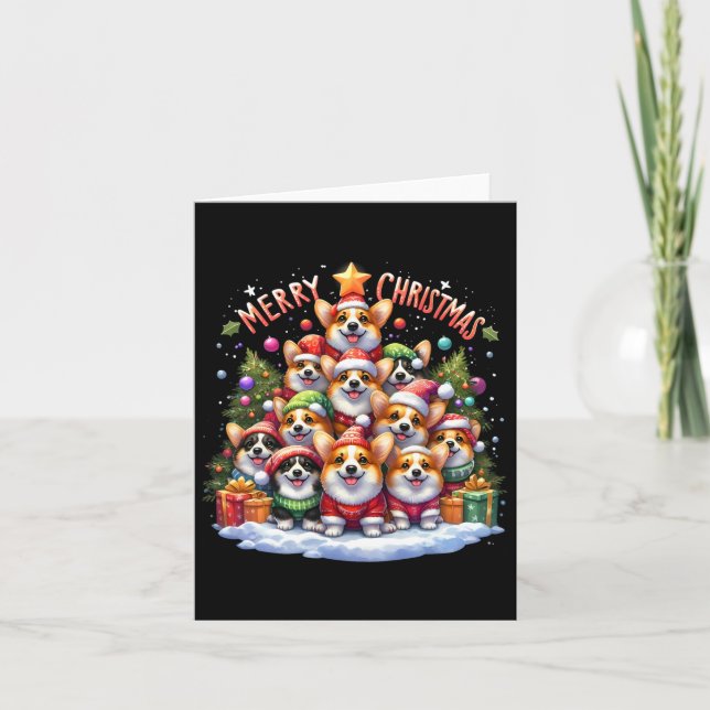 Frohe Weihnachten Corgmas Corgi Dog Weihnachtsbaum Karte (Vorderseite)