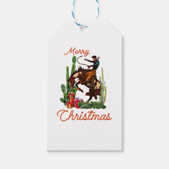 Frohe Weihnachten Cowboy Geschenkanhänger (Vorderseite)