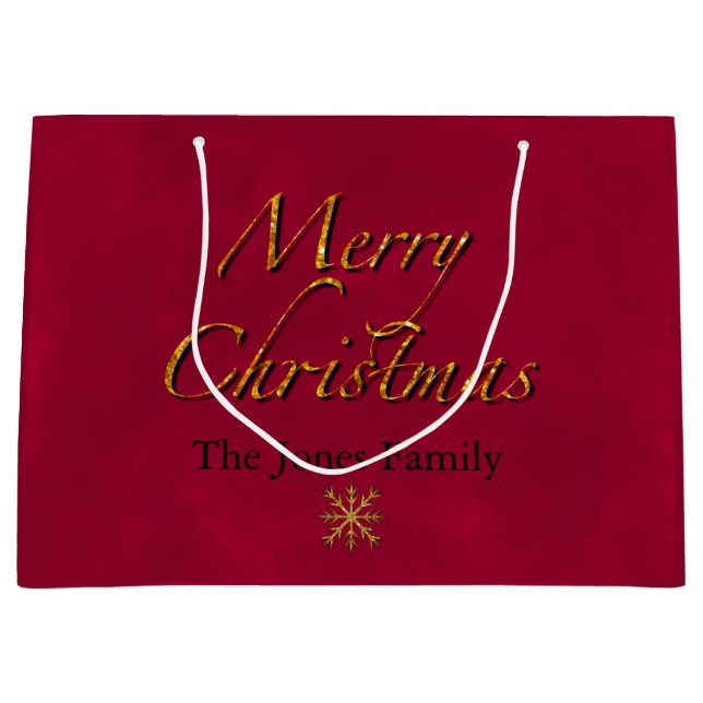 Frohe Weihnachten, Cranberry Gold eleganten Kallig Große Geschenktüte (Vorderseite)