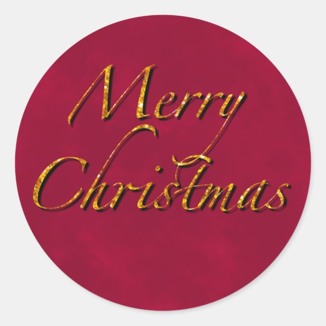 Frohe Weihnachten, Cranberry Gold eleganten Kallig Runder Aufkleber (Vorderseite)