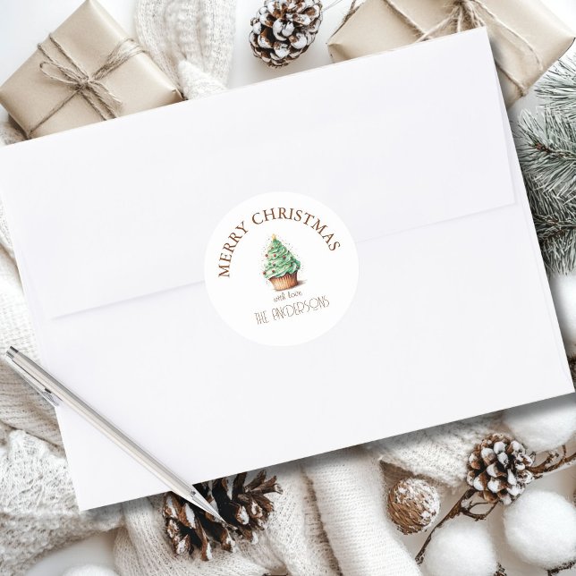 Frohe Weihnachten! Cupcake-Christmas-Tree Runder Aufkleber (Von Creator hochgeladen)