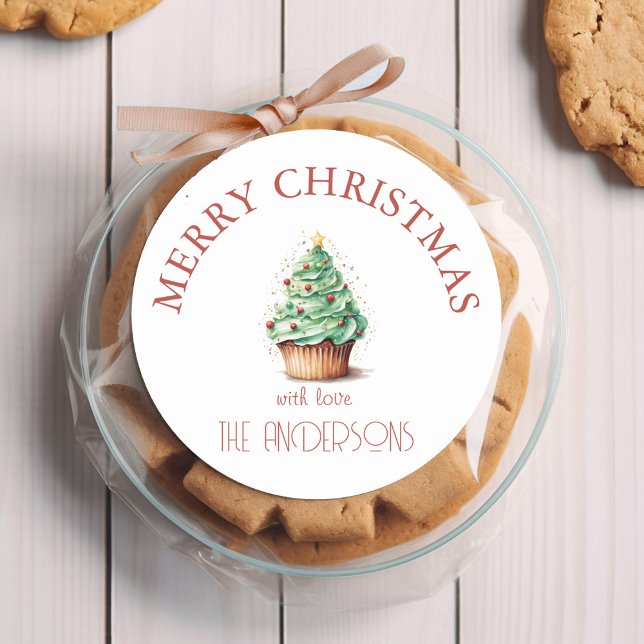 Frohe Weihnachten! Cupcake-Christmas-Tree Runder Aufkleber (Von Creator hochgeladen)