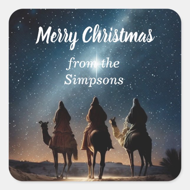Frohe Weihnachten Custom aus dem Namen Quadratischer Aufkleber (Vorderseite)