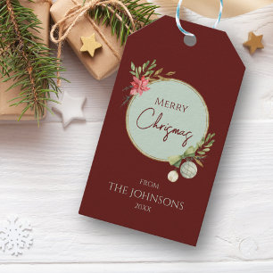 Frohe Weihnachten Custom Familie Golden Greenery Geschenkanhänger