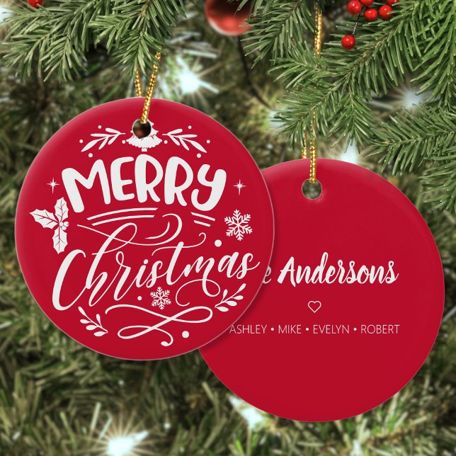 Frohe Weihnachten Custom Familienname Urlaub Keramik Ornament (Von Creator hochgeladen)
