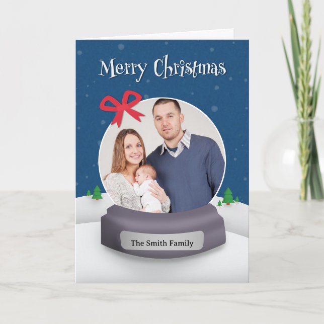 Frohe Weihnachten Custom Foto Snow Globe (Vorderseite)