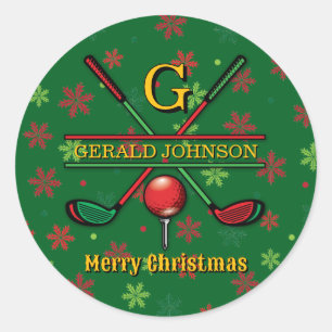 Frohe Weihnachten Custom Golf Urlaub Design Runder Aufkleber