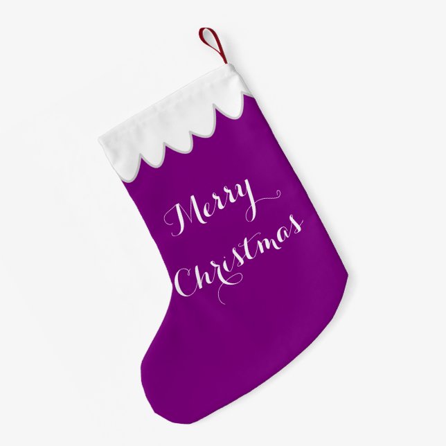 Frohe Weihnachten Custom Lila Weihnachten Strümpfe Kleiner Weihnachtsstrumpf (Rückseite (Hängend))