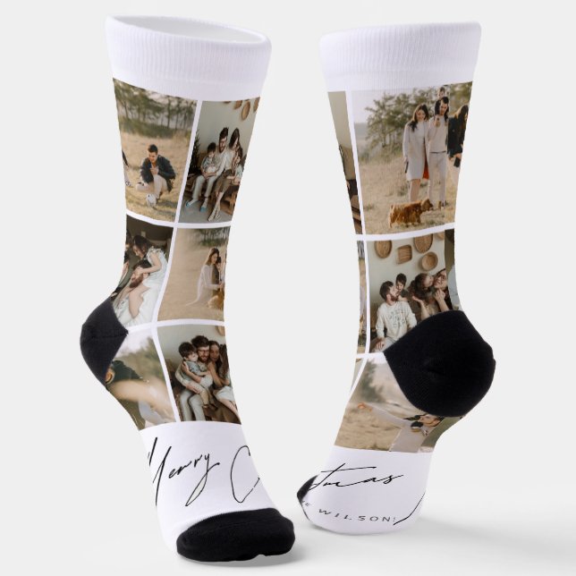 Frohe Weihnachten Custom Nachhaltig Premium Crew Socken (Gewinkelt)
