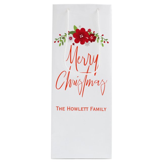 Frohe Weihnachten Custom Personalisiert Geschenktüte Für Weinflaschen (Vorderseite)