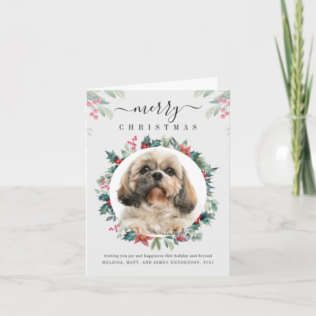 Frohe Weihnachten Custom Pet Foto Berries (Vorderseite)