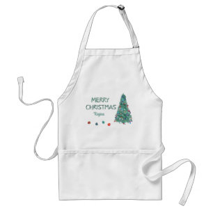 Frohe Weihnachten Custom Watercolor Weihnachtsbaum Schürze