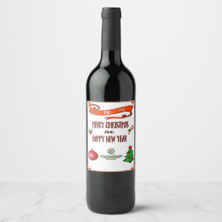 Frohe Weihnachten Custom Wein Flasche Etikett