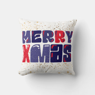 Frohe Weihnachten Cute Rot Blau Gold Kissen