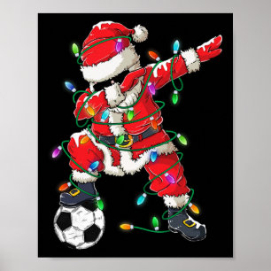 Frohe Weihnachten Dabbing Weihnachtsmann Fußball W Poster