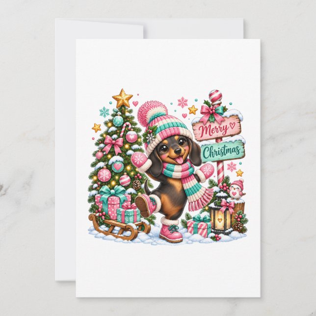 Frohe Weihnachten Dachshund (Vorderseite)