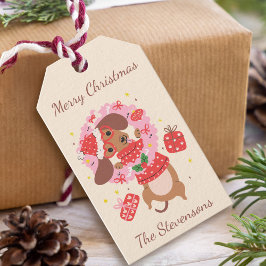 Frohe Weihnachten Dachshund-Feiertage Geschenkanhänger