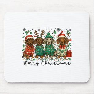 Frohe Weihnachten Dachshund Hund Retro Weihnachten Mousepad