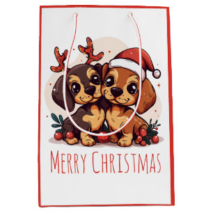 Frohe Weihnachten Dachshund Hunde Mittlere Geschenktüte