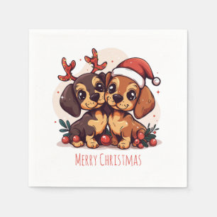 Frohe Weihnachten Dachshund Hunde Serviette